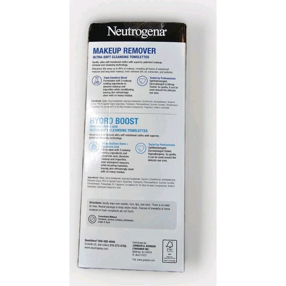 Neutrogena Makeup Remover And Hydro Boost Ultra-Soft Cleaning Towelettes, 139 CT